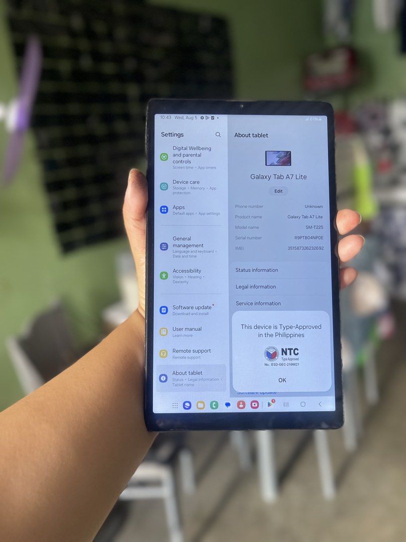 Samsung Tab A 7 lite (Category: Android) located in Quezon City. Submitted by samsunggadgethub (Listing ID 1453906865, Image 3). Description: 🍀SAMSUNG GALAXY TAB A7 Lite🍀 ✅ORIGINAL 🌸gaming Tab / Online Class/ Movie Marathon/ Business- POS/ 🌸 P2,800 Update upto ANDROID 14 ✅✅✅✅✅⭐️⭐️⭐️⭐️⭐️⭐️ 8.7 inches ! with sim/ Sd Card Slot Octa Core 🫶3/32 Gb 🫶facerecognition 🫶Type C charger 🫶5100mAh battery 🫶Wifi / data 🫶Text /Call Can download Heavy A