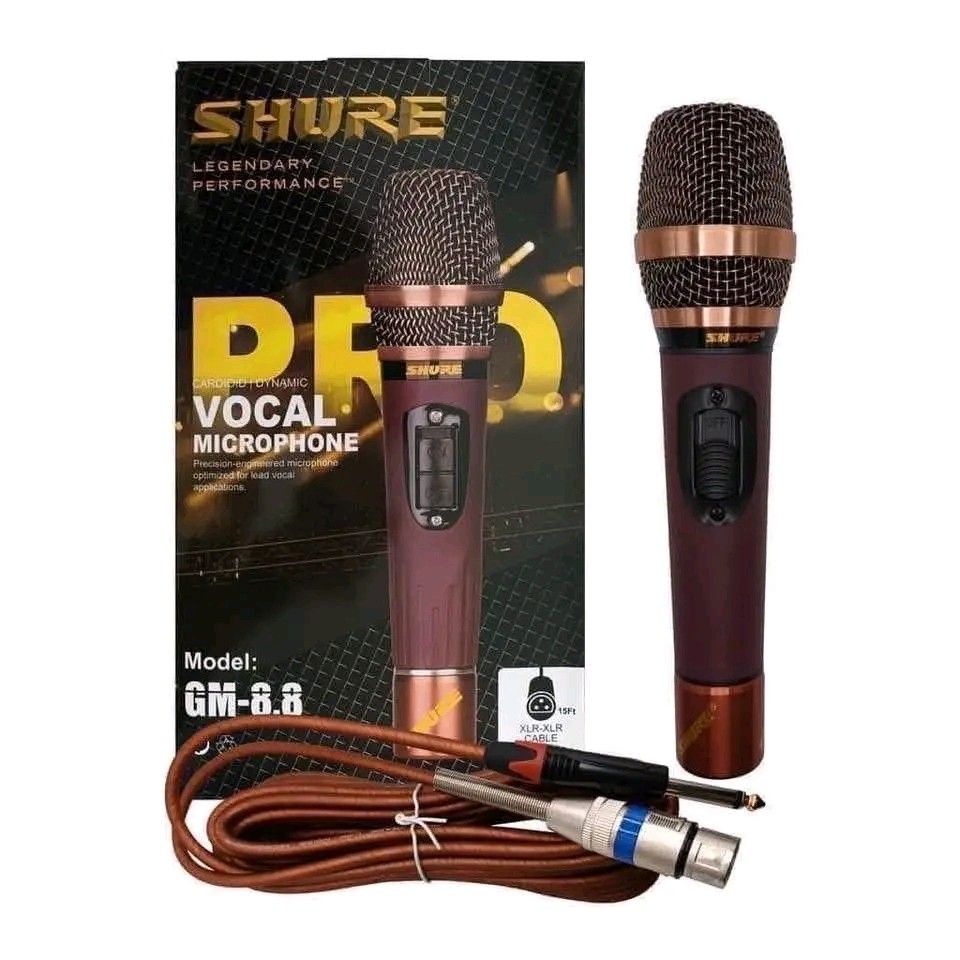 Shure GM-8.8 Professional Karaoke Wire Microphone (Category: Microphones) located in Manila. Submitted by marvieobordo (Listing ID 1453896946, Image 2). Description: - Shure GM-8.8 Vocal Microphone - Type: Cardioid Dynamic - Includes: 15ft XLR-XLR Cable - Ideal for: Lead Vocals, Karaoke - Features: Good sound quality - Condition: Ready for your next performance.