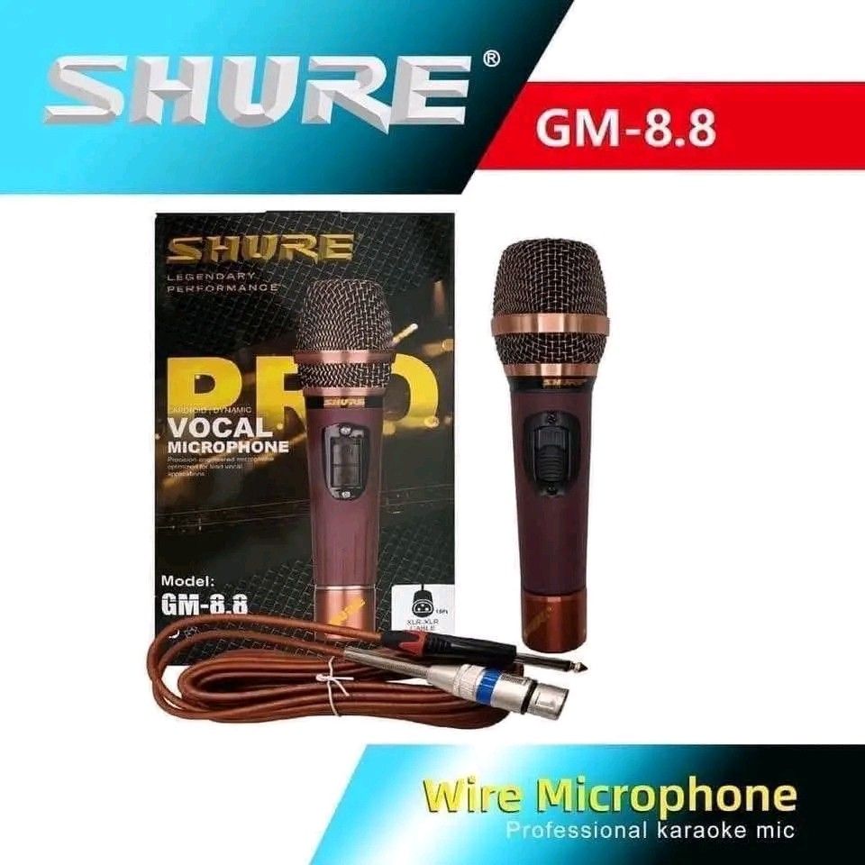 Shure GM-8.8 Professional Karaoke Wire Microphone (Category: Microphones) located in Manila. Submitted by marvieobordo (Listing ID 1453896946, Image 1). Description: - Shure GM-8.8 Vocal Microphone - Type: Cardioid Dynamic - Includes: 15ft XLR-XLR Cable - Ideal for: Lead Vocals, Karaoke - Features: Good sound quality - Condition: Ready for your next performance.