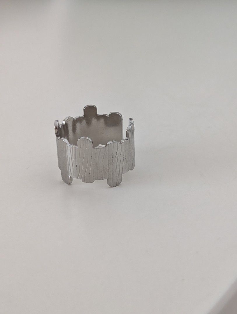 Silver texture statement ring (Category: Rings) located in Singapore. Submitted by hana08 (Listing ID 1453819944, Image 2). Description: @$8.00 + $2.00 (postage) Stainless steel material ITEM SOLD NOT EXCHANGEABLE AND NON REFUNDABLE..