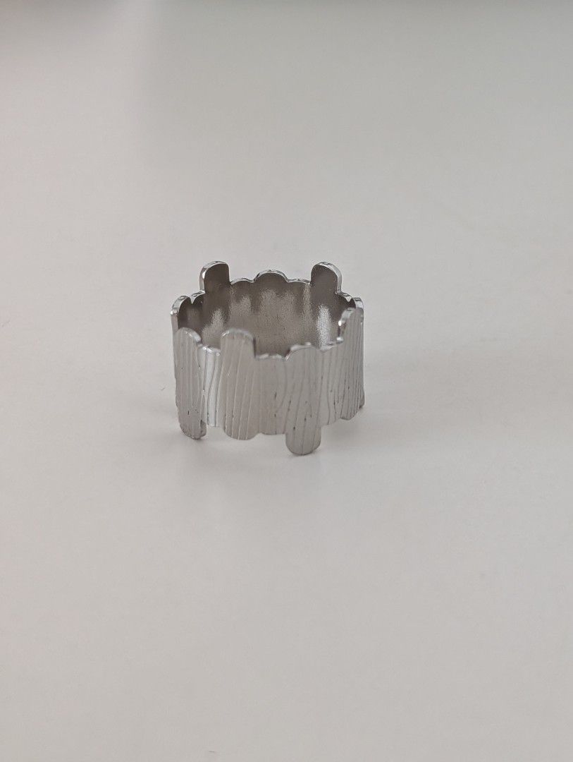 Silver texture statement ring (Category: Rings) located in Singapore. Submitted by hana08 (Listing ID 1453819944, Image 3). Description: @$8.00 + $2.00 (postage) Stainless steel material ITEM SOLD NOT EXCHANGEABLE AND NON REFUNDABLE..