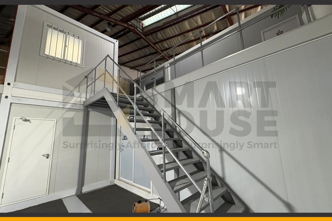 SMARTHOUSE PREFAB CONTAINER OFFICE PROJECT (Category: Construction & Building Materials) located in Quezon City. Submitted by Smarthouseph (Listing ID 1453886397, Image 2). Description: Ang office mo ang unang nakikita ng clients, investors, at future partners mo. Kaya gawin mo itong space na nagsasabing: "We mean business." With Smarthouse Prefab, you get a modern workspace that's built to impress and built to grow with your business. 🚀 Faster 