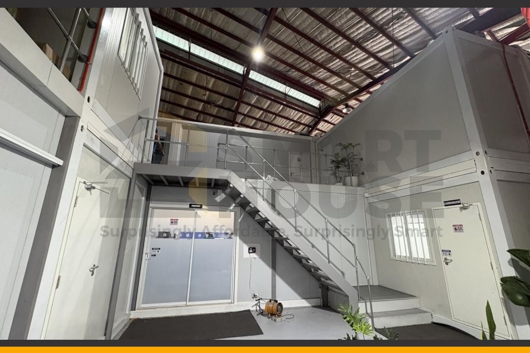 SMARTHOUSE PREFAB CONTAINER OFFICE PROJECT (Category: Construction & Building Materials) located in Quezon City. Submitted by Smarthouseph (Listing ID 1453886397, Image 1). Description: Ang office mo ang unang nakikita ng clients, investors, at future partners mo. Kaya gawin mo itong space na nagsasabing: "We mean business." With Smarthouse Prefab, you get a modern workspace that's built to impress and built to grow with your business. 🚀 Faster 