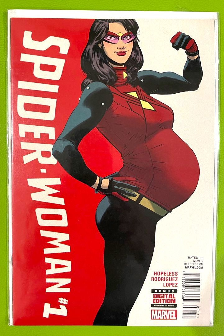 SPIDER-WOMAN #1, MARVEL Comic, 1st U.S. edition (2015) (Category: Comics & Manga) located in Mandaluyong City. Submitted by robscollectibles61 (Listing ID 1453842537, Image 1). Description: SPIDER-WOMAN #1 1st U.S. edition (2015). •Dennis “Hopeless” HALLUM_writer •Javier RODRIGUEZ_pencil art, colors •Alvaro LOPEZ_ink art •RODRIGUEZ & LOPEZ_cover art Comic book is bagged & boarded, will be shipped with extra boards & bubble wrap..