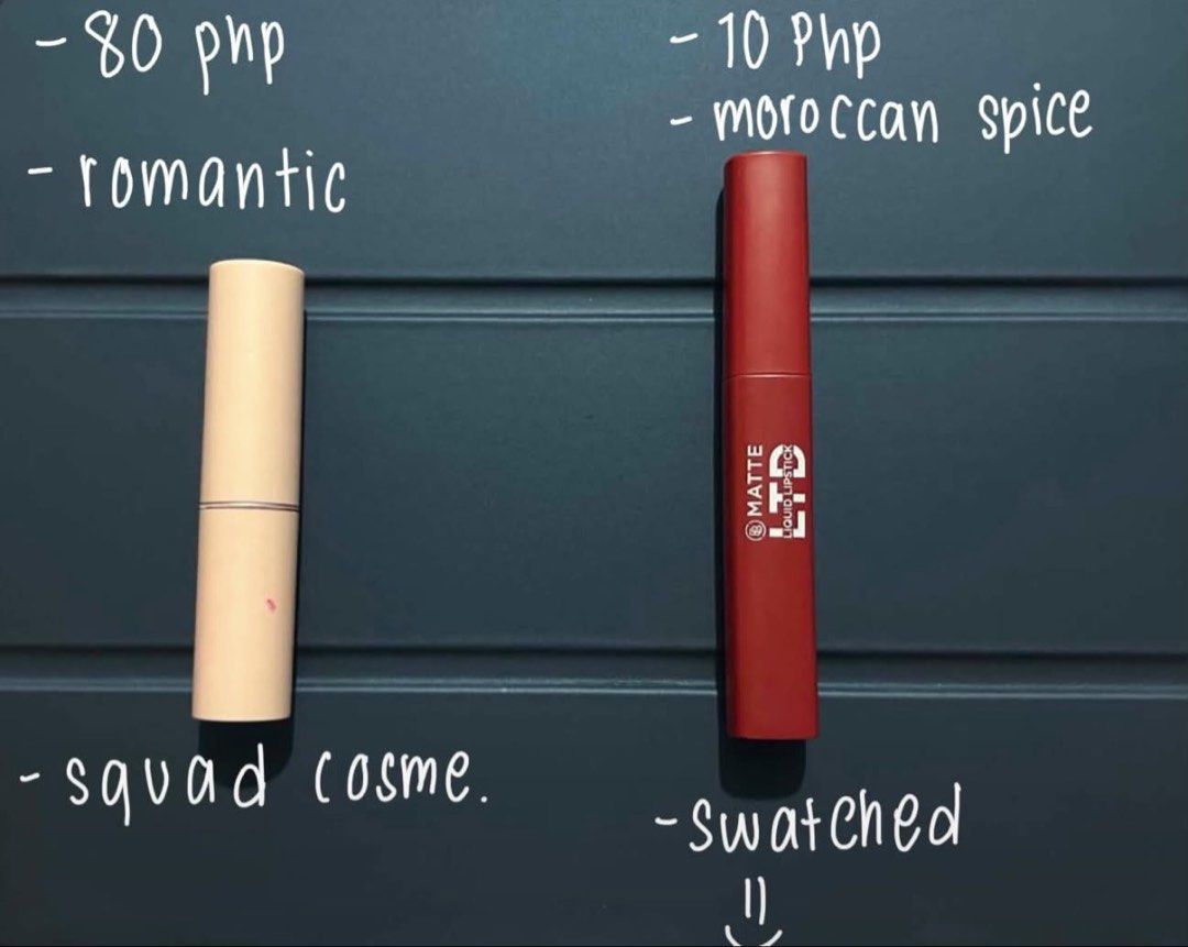 Squad Cosmetics and EB Lippies (Category: Makeup) located in Cavite. Submitted by apricity.aes (Listing ID 1453829978, Image 1). Description: Take all Both swatched only Not expired .