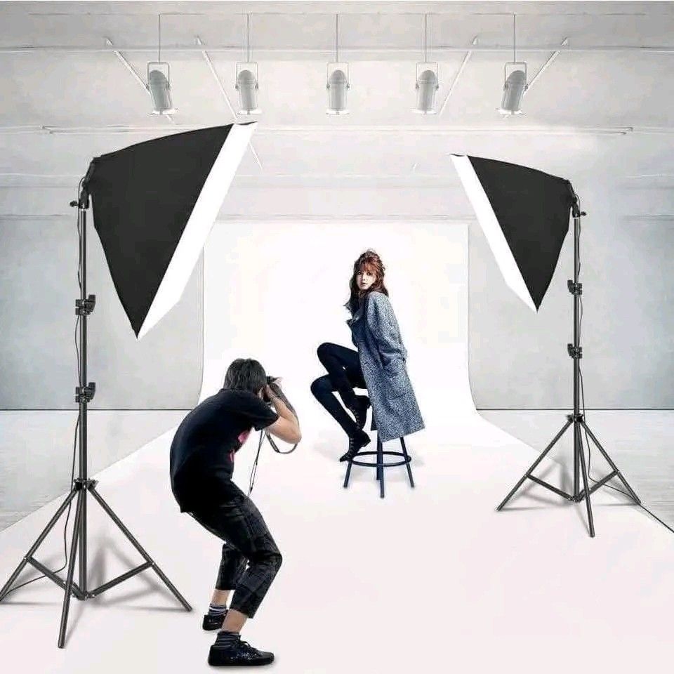 Studio Softbox Lighting Kit with Stand and Bulb (Category: Lighting & Studio Equipment) located in Manila. Submitted by marvieobordo (Listing ID 1453896418, Image 1). Description: - Complete softbox lighting setup for photography - Includes: Softbox, light stand, 45W bulb - Softbox features: Detachable white diffusion cloth, high-reflective interior for optimal light diffusion - Lamp head: Ceramic, heat-resistant - Light stand: Rugged, durable wi