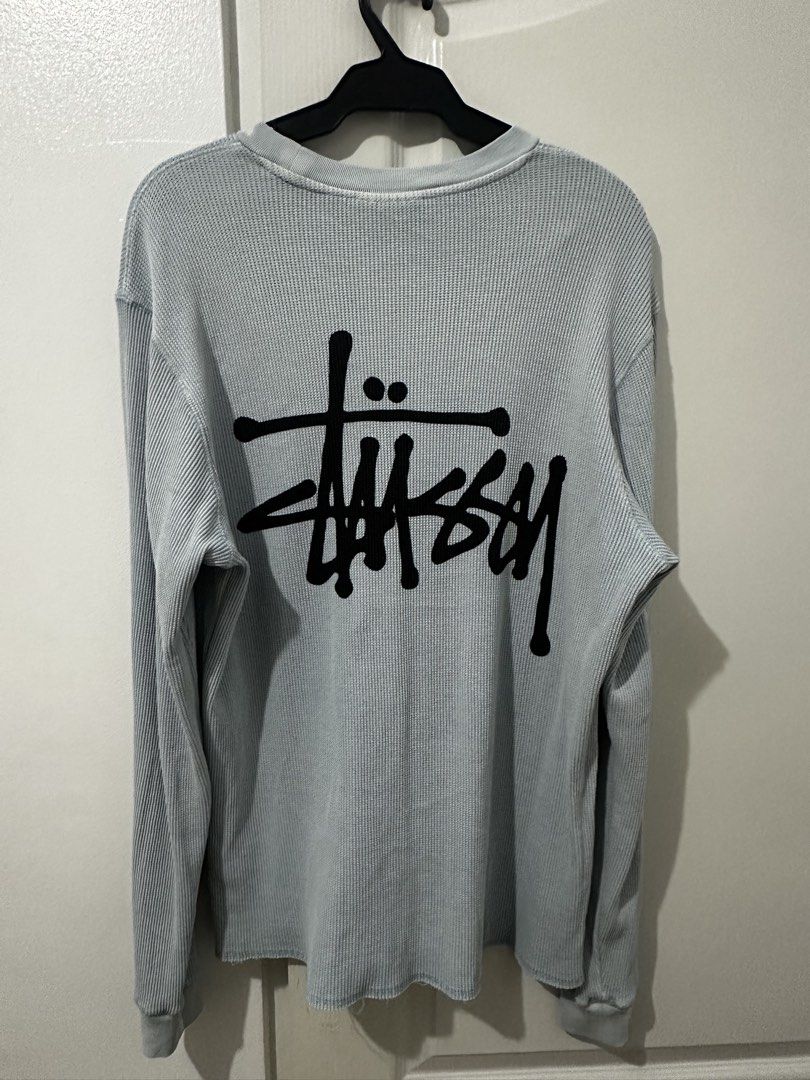 Stussy Thermal Longsleeves (Category: Activewear) located in Manila. Submitted by driftthrift (Listing ID 1453992166, Image 1). Description: STUSSY THERMAL LONGSLEEVES Skyblue color 10/10 color rate medyo dark lang sa due to lighting 28x23 no issue.
