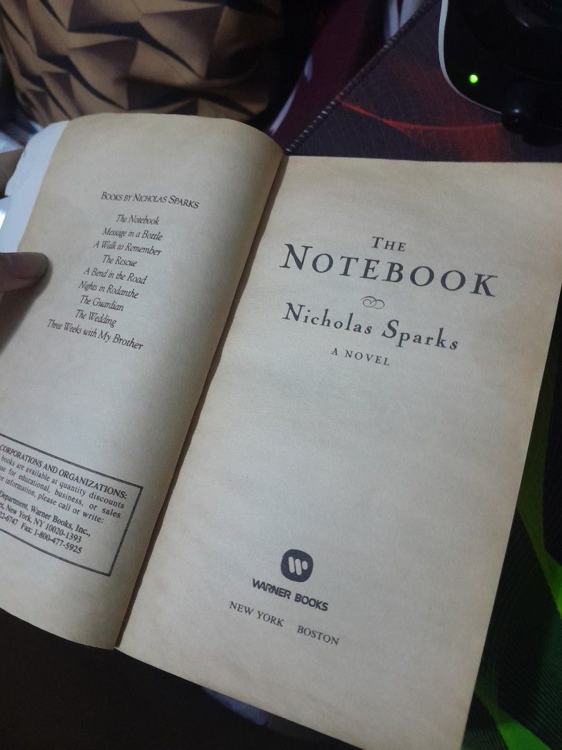 The Notebook [old rare copy] (Category: Storybooks) located in Manila. Submitted by vncnt19 (Listing ID 1453874606, Image 3). Description: - Rare, old copy of 'The Notebook' by Nicholas Sparks. - Bestselling novel, adapted into a major motion picture. - A timeless and unforgettable love story. - Perfect for collectors and romance readers. - A true classic that captures the heart..