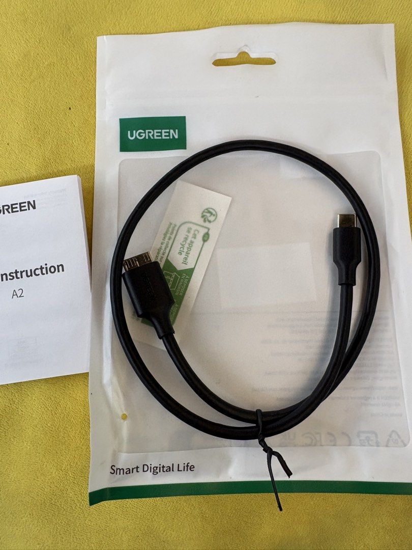 Ugreen USB-C to Micro B Cable Black 0.5m (Category: Chargers & Cables) located in Taguig. Submitted by grassyyieeebeyb (Listing ID 1453926483, Image 2). Description: Ugreen Brand USB-C To Micro B Cable Harddrive Cable.