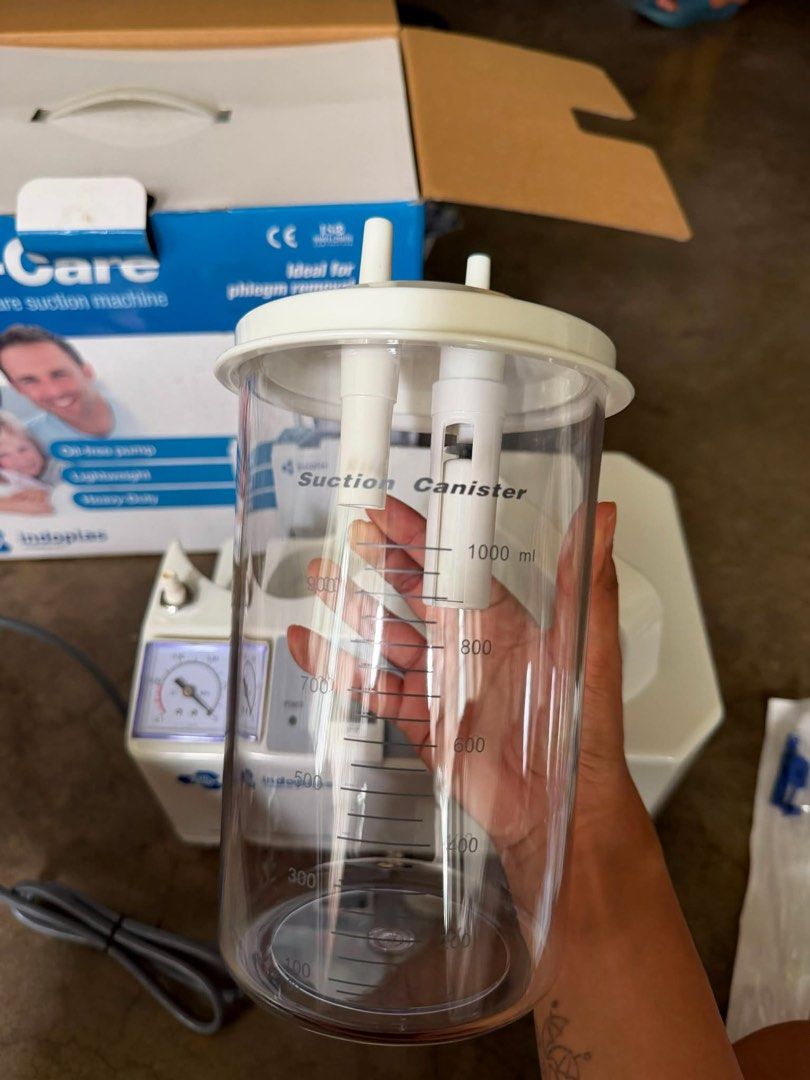 Vacu-Care Portable Home Care Suction Machine (Category: Medical Supplies & Tools) located in Manila. Submitted by designforhumanity (Listing ID 1453963396, Image 3). Description: Portable Phlegm Suction Unit can be used for suctioning sputum and other thick secretions in hospitals, and may also be used for fist aid in the household. The machine adopts oil-free lubricating pump, avoiding the pollution of oil mist. The pump requires no daily mainte
