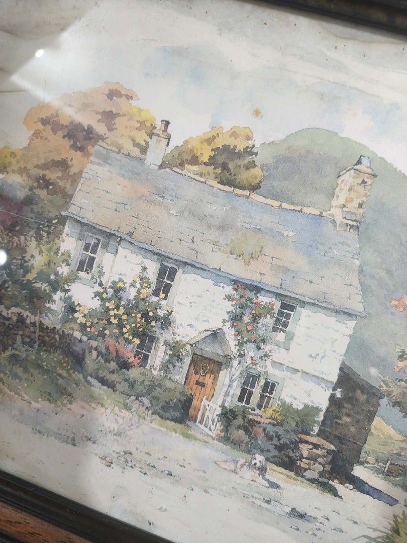 Vintage Framed Cottage Landscape Wall Art (Category: Frames & Pictures) located in Quezon City. Submitted by abvon_dlc (Listing ID 1453971859, Image 2). Description: Vintage framed cottage landscape wall art with a classic wooden frame. Pre-owned with visible flaws, including stains/discoloration and signs of age (please refer to the photos). .
