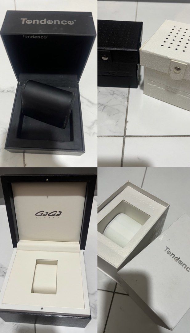 Watch boxes - Casio, Protrek, A/X, Gaga, Technos, Ferrari, Diesel (Category: Men's Watches) located in Quezon City. Submitted by bobby.brown. (Listing ID 1453980833, Image 1). Description: Used/Old Watch boxes Price indicated below (add SF) Location: Libis,QC These are old and preowned. Please manage expectations. Price 1,000 Casio Protrek w/ strap etc Price 800 Protrek box only Gaga Price 500 Armani A/X Ferrari Swiss military Pierre cardin Techn