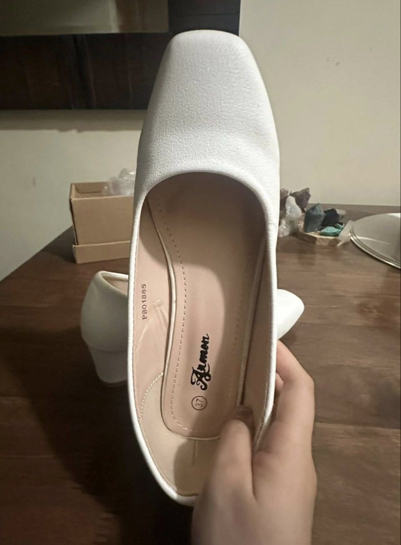 White Block Heels (Size 37) (Category: Heels) located in Manila. Submitted by naomituason_ (Listing ID 1453866412, Image 3). Description: White Block Heels (Size 37) 🤍 * Bought from Landmark * Like new – only used once for graduation * No damage or stains * Smooth faux leather finish * Comfortable block heels, perfect for formal events, office wear, or everyday outfits.
