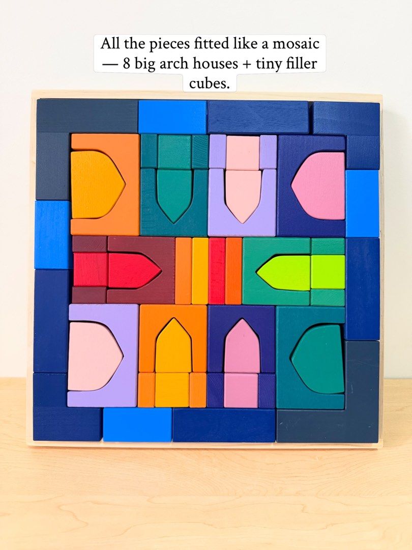 1001 Nights Building blocks puzzle (Category: Lego & Building Sets) located in Pasig City. Submitted by timberthinksph (Listing ID 1454148883, Image 1). Description: Build your own Arabian Nights ✨🏜️ Our 1001 Nights Castle Blocks — puzzle + building set in one! Arches, domes, towers in jewel tones: teal, mustard, plum, orange, blush pink, midnight blue. From flat puzzle to magical city — how many castles can your little one imagine? .