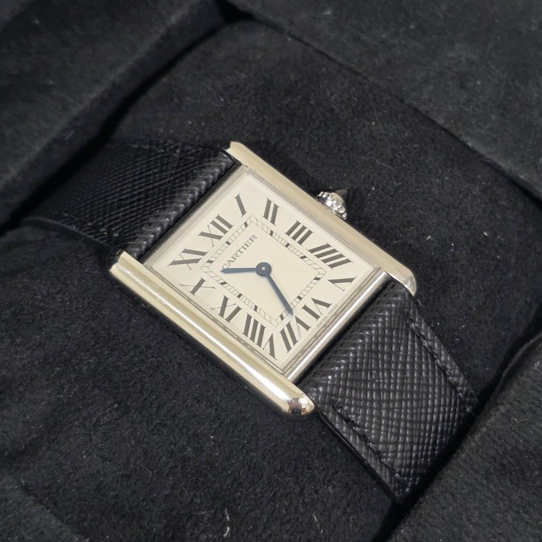2022 Cartier Tank Must Solarbeat (Category: Luxury Watches) located in Mandaluyong City. Submitted by patmorita (Listing ID 1454091398, Image 2). Description: For sale only Carter Tank Must Solarbeat Large model Ref WSTA0059 2022 foreign AD Complete box set 9/10 condition Unused vegan leather intact Warranty until 2030 Details : Case size 33.7mm x 25.5m (Large model) Solar photovoltaic movement Steel case beaded crown Blued steel sword shaped han