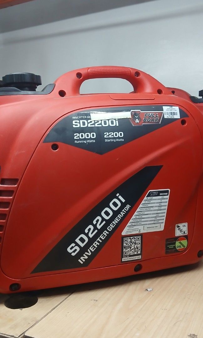 220W. INVERTER GENERATOR. FULL BOAR (Category: Community) located in Quezon City. Submitted by AlexaXander (Listing ID 1454099714, Image 3). Description: *INVERTER GENERATOR GASOLINE *BRAND: FULL BOAR *RUNNING WATTS: 2000W *STARTING WATTS: 2200W *MODEL #: SD200i *220VOLTS FOR MORE DETAILS: PLS.CALL OR TEXT CP #: 09081334158.