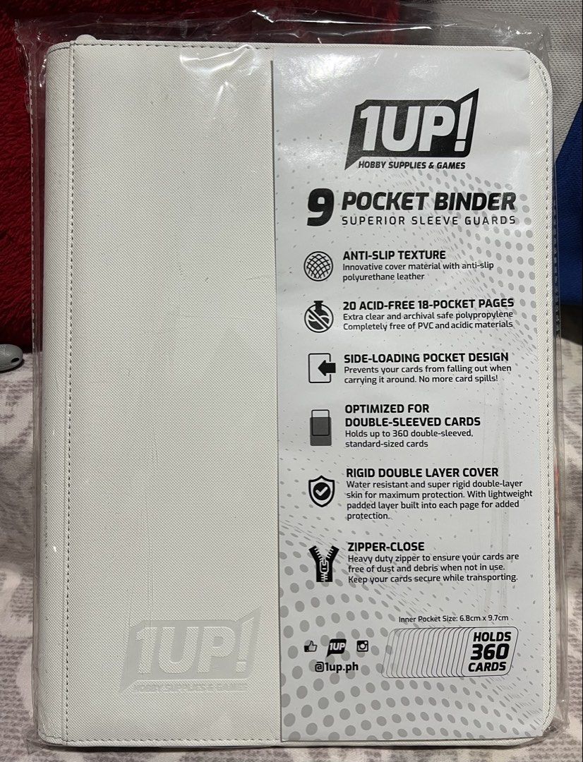 9 Grid Card Binder (Category: Stationery & School Supplies) located in Taguig. Submitted by lil_jecht (Listing ID 1454173384, Image 1). Description: 9 Pocket Zipper Card Binder by 1UP Color: White Folder Size: 13.8” x 10.2” inches Inner Pocket Size: 6.8cm x 9.7cm Features: •9 Pocket Per Page Premium Quality Zip-up Trading Card Binder •Non-slip, water resistant polyurethane leather •Anti Slip Texture •20 Acid Free 18 Pocket Pages •Store up to 360 