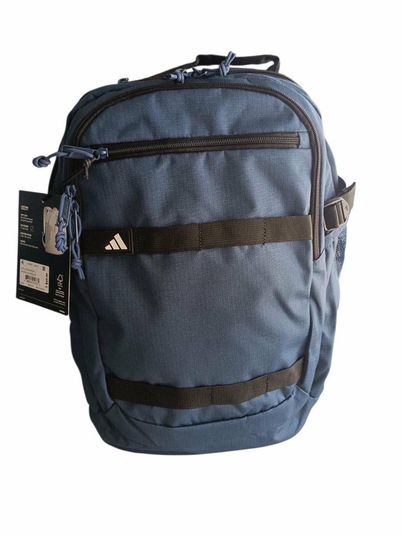 Adidas Impulse Backpack Mineral Blue/Black (Category: Backpacks) located in Angeles City. Submitted by safe.simpledesign (Listing ID 1454073258, Image 1). Description: - Brand new Adidas Impulse backpack - Color: Mineral blue and black - Fits up to 15" laptop - 2 water bottle pockets for hydration - Padded shoulder straps and back panel for comfort - Easy-to-clean wipe-able lining - Lifetime warranty included.