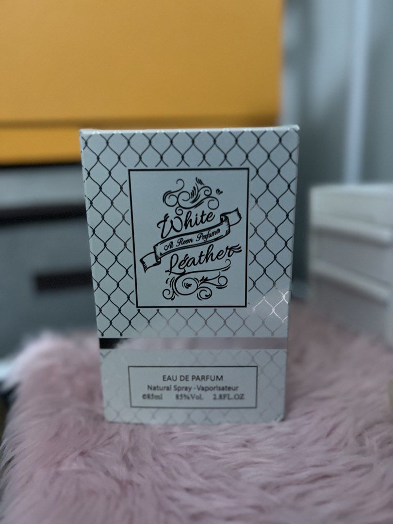 Al Reem Perfumes White Leather Eau de Parfum 85ml (Category: Fragrance & Deodorants) located in Cavite. Submitted by prelovedbyleendc (Listing ID 1454149013, Image 3). Description: - Al Reem Perfumes White Leather Eau de Parfum - Natural Spray, Vaporisateur - 85ml Bottle (2.8 FL.OZ) - Made in UAE - Expiry Date: 06/2029 - Reference Numbers: REM478/RE580 - Keep away from heat and flame - Bought in Dubai last year -Almost puno pa yung bote, konti la