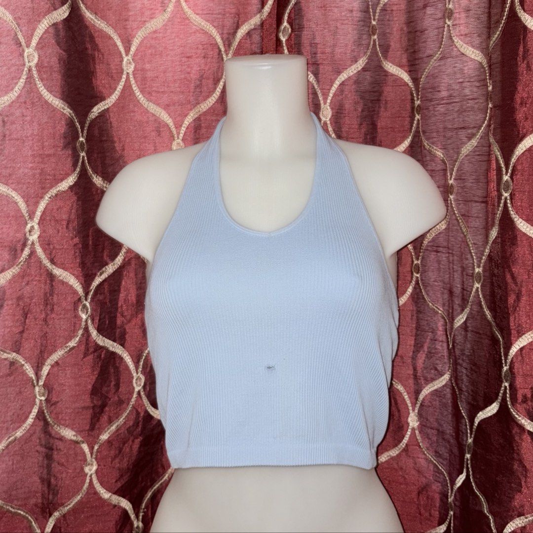 Anko Light Blue Ribbed Top (free for miners) (Category: Blouses) located in Manila. Submitted by weya_ (Listing ID 1454095623, Image 1). Description: issue: small hole.