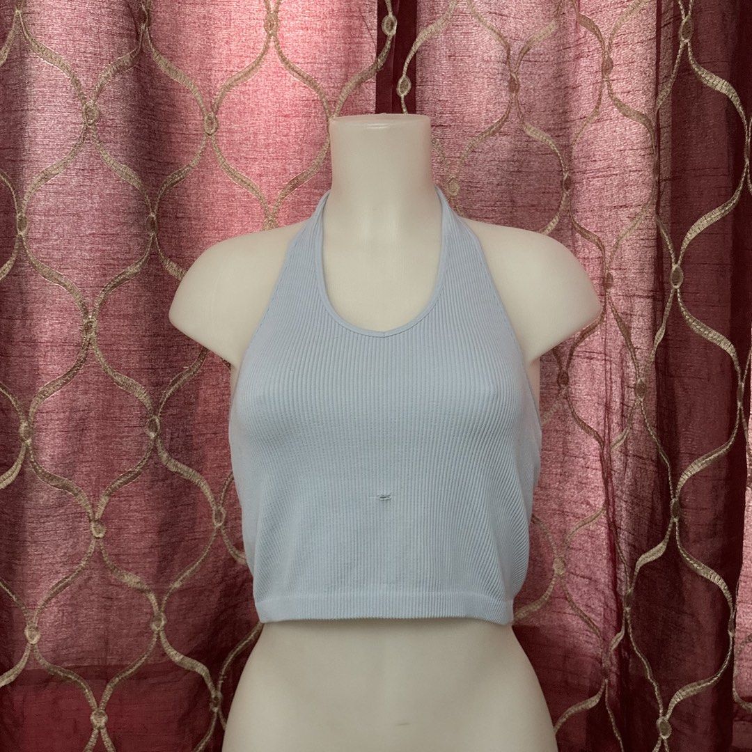 Anko Light Blue Ribbed Top (free for miners) (Category: Blouses) located in Manila. Submitted by weya_ (Listing ID 1454095623, Image 2). Description: issue: small hole.