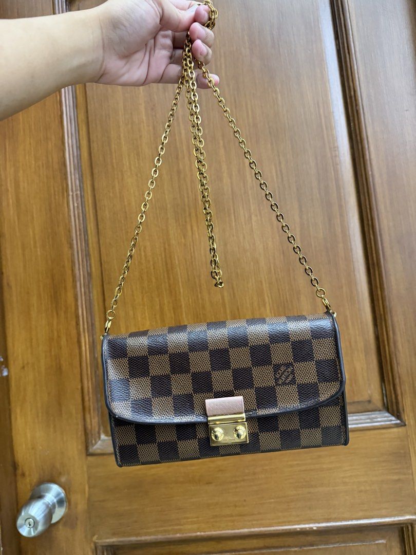 Authentic Louis Vuitton Damier Ebene Croisette Wallet on Chain (Category: Luxury Bags & Wallets) located in Manila. Submitted by maria_2326 (Listing ID 1454029491, Image 2). Description: Louis Vuitton Croisette Wallet on Chain Damier Ebene Guarantee Authentic Inclusions: Box w/ ribbon Dust Bag Entrupy Chain Flaw: Minimal sour smell Normal signs of used (see detailed photos) Location: Manila/QC.