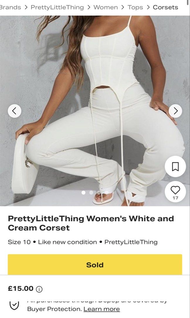 AUTHENTIC PrettyLittleThing White Corset Top with Straps (Category: Sleeveless) located in Santa Rosa. Submitted by erimei (Listing ID 1454128859, Image 3). Description: ⟡ no flaws ⟡ brandnew/never worn ⟡ can fit s to medium ⟡ rfs: decluttering.