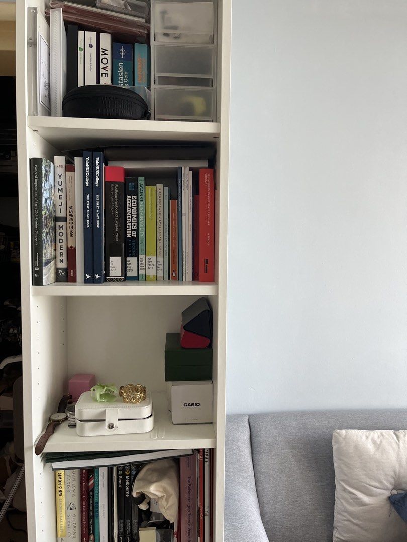 BILLY bookcase (Category: Shelves, Cabinets & Racks) located in Singapore. Submitted by winza (Listing ID 1454032339, Image 1). Description: IKEA BILLY Bookcase. Used for 1.5 years. Still in perfect working condition. Pick up at Haig Road (address provided upon sale) or self-arranged delivery (lalamove suggested). **Pick up only from 27-30 August. Does not come with items on the shelf. 40x28x202 cm.