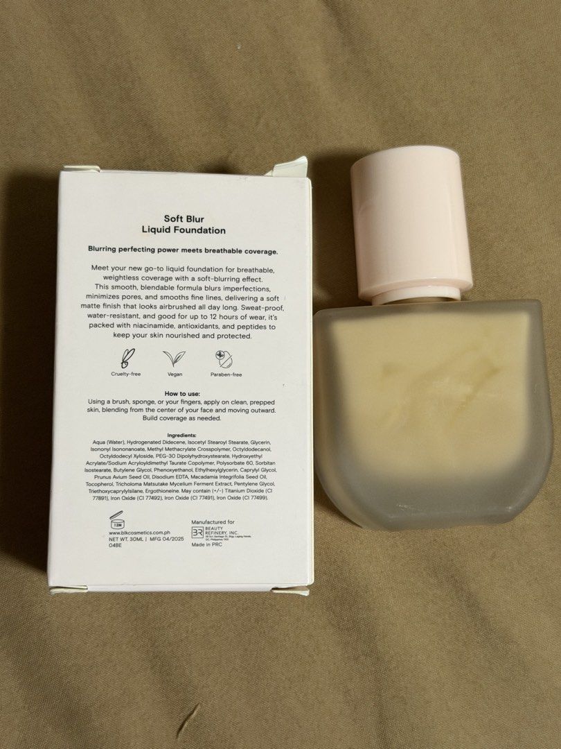 blk cosmetics soft blur liquid foundation (Sand) (Category: Makeup) located in Mandaluyong City. Submitted by _jdeclutters (Listing ID 1454154607, Image 3). Description: Swatched once.