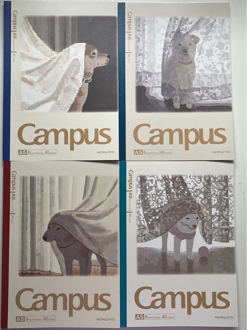 Campus Kokuyo A5 Dog Notebooks (Category: Stationery & School Supplies) located in Bacoor. Submitted by camylcocjin (Listing ID 1454092768, Image 1). Description: Campus Kokuyo A5 Dog Notebooks originally bought from 🍊 app unused. opened from original plastic packaging to check rfs: destashing take all 4 notebooks for ₱250 loc: cavite mod: j&t.