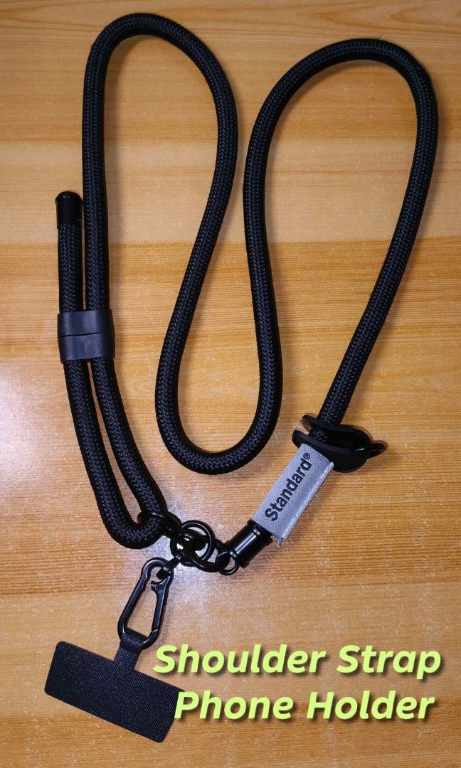 CELLPHONE HOLDER STRAP set (Category: Mounts & Holders) located in Rizal. Submitted by baltiq (Listing ID 1454179943, Image 2). Description: 2pc. Cellphone holder strap, all black 👉thick & durable cp holder. everyday carry, great travel buddy! 📌Auth. Standard brand from Japan 📌includes 2 pcs. cp holder straps(see pics) 📌very thick straps 0.39in./10mm., adjustable 📌all black hardwares; includes holder/hook for purse, shades/eyeglasses 💰MOP: 