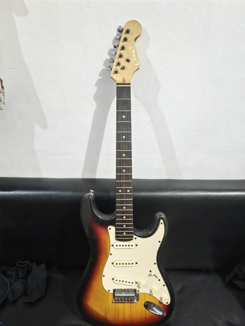 Chris Stratocaster Electric Guitar (Category: Musical Instruments) located in Manila. Submitted by jkjkjk15 (Listing ID 1454068723, Image 1). Description: Bought from a close friend but only used it for awhile. RFS: hindi na nagagamit Knobs and Pickup are functional Message me if interested .