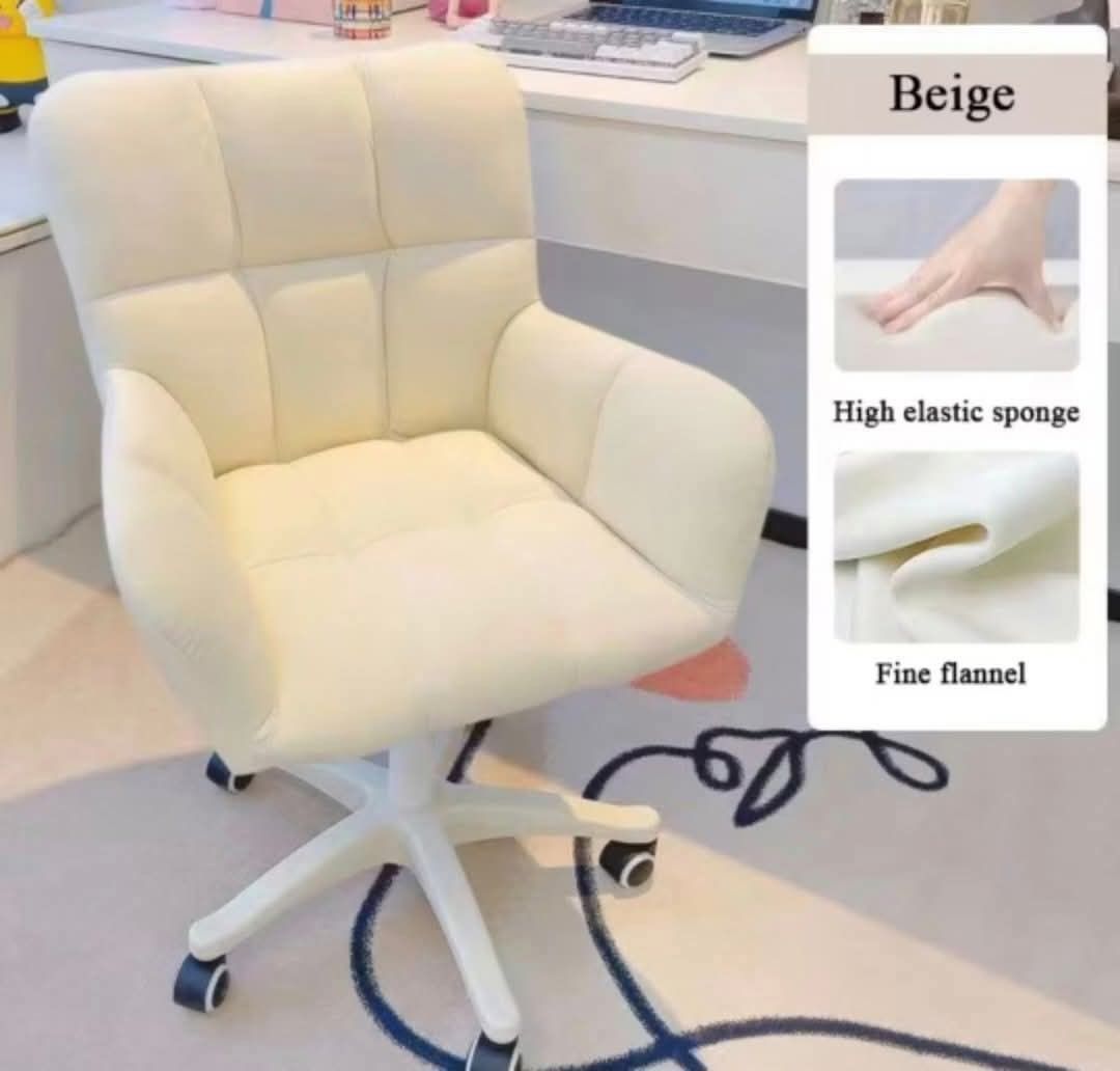 Comfortable Flannel Office Chair with High Elastic Sponge (Category: Office Furniture & Fixtures) located in Mandaluyong City. Submitted by carmy.94 (Listing ID 1454143205, Image 3). Description: - Super comfy office chair - Made with fine flannel and high elastic sponge for great support - Available in pink, grey, beige, and bean red - Perfect for your study or work desk - Swivels and has wheels for easy movement - Get yours today!.
