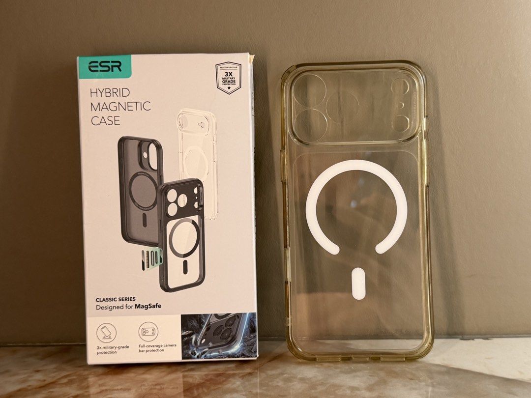 ESR iPhone 17 Pro Max Clear Case with strong Magsafe (Category: Cases & Sleeves) located in Manila. Submitted by penkua (Listing ID 1454152108, Image 1). Description: Used for a few months only. Comes with original box. Rfs: switch to thicker heavy duty case.