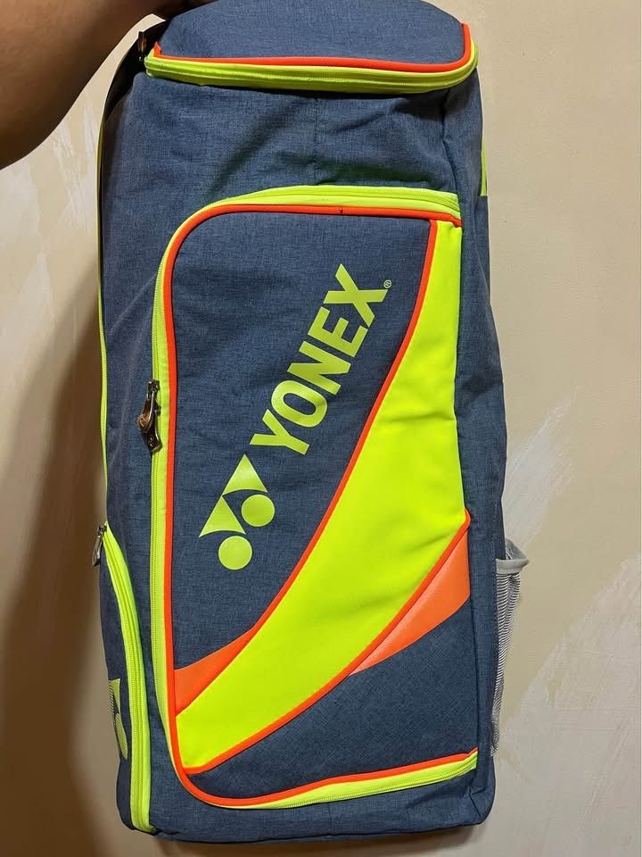 For Sale: Yonex Badminton Backpack (Category: Backpacks) located in Quezon City. Submitted by jacobrapha43810 (Listing ID 1454100226, Image 1). Description: ✔ Spacious main compartment ✔ Separate racket compartment ✔ Seperate side shoe compartment ✔ Front accessory pocket ✔ Side bottle/shuttle pocket ✔ Clean interior and exterior ✔ Good condition Minor cosmetic issue on one back zipper but still working (shown in photos) other compartments work p