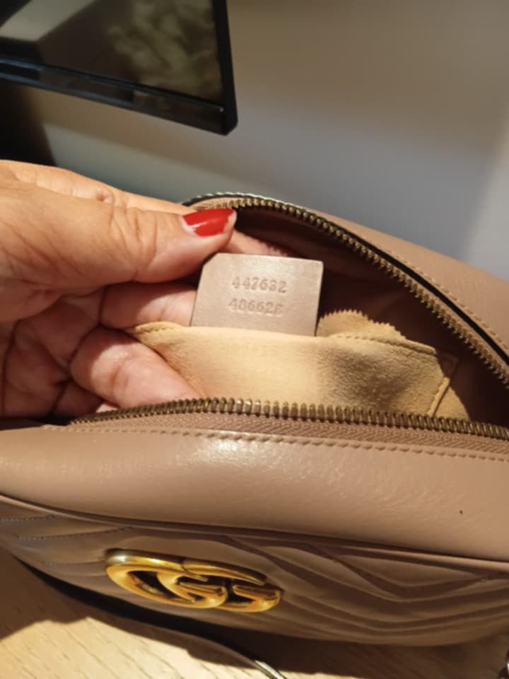 Gucci Marmont Camera Bag Small Pink Chevron Leather Gold Hardware (Category: Luxury Bags & Wallets) located in Manila. Submitted by dressesaroundmetro (Listing ID 1454093721, Image 2). Description: Authentic Preloved Dust Bag reciept Paperbag .