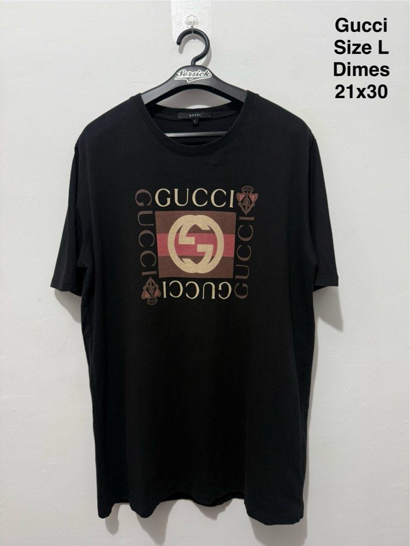 Gucci shirt (Category: Luxury Apparel) located in Sorsogon. Submitted by jovert_23alviz (Listing ID 1454166945, Image 1). Description: Gucci Excellent condition Size L Dimes 21x30 No issue .