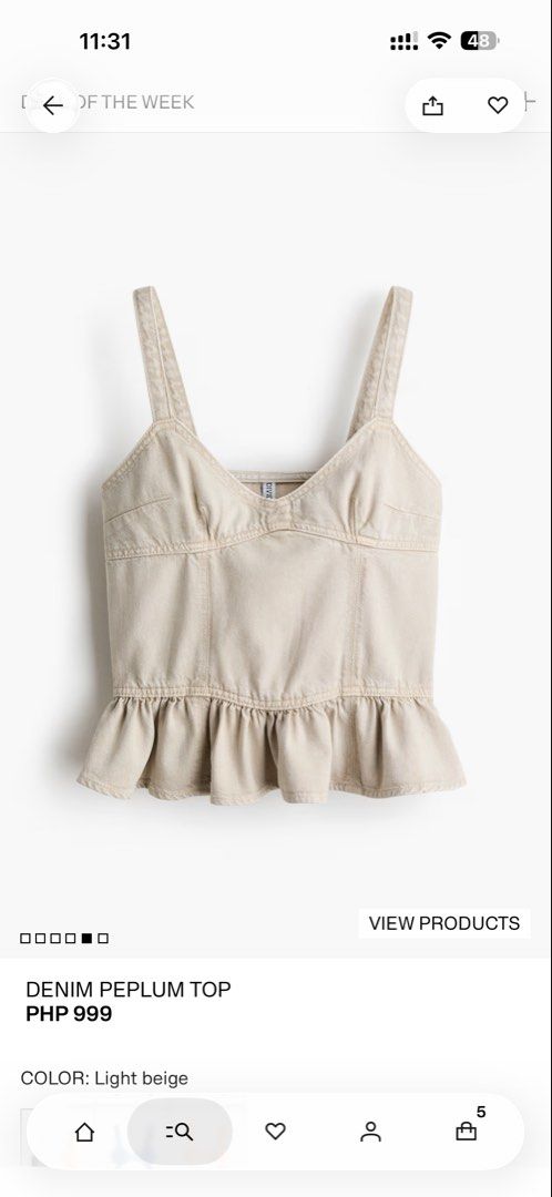 H&M denim peplum top (Category: Blouses) located in Caloocan City. Submitted by storm4 (Listing ID 1454177791, Image 2). Description: XXS.