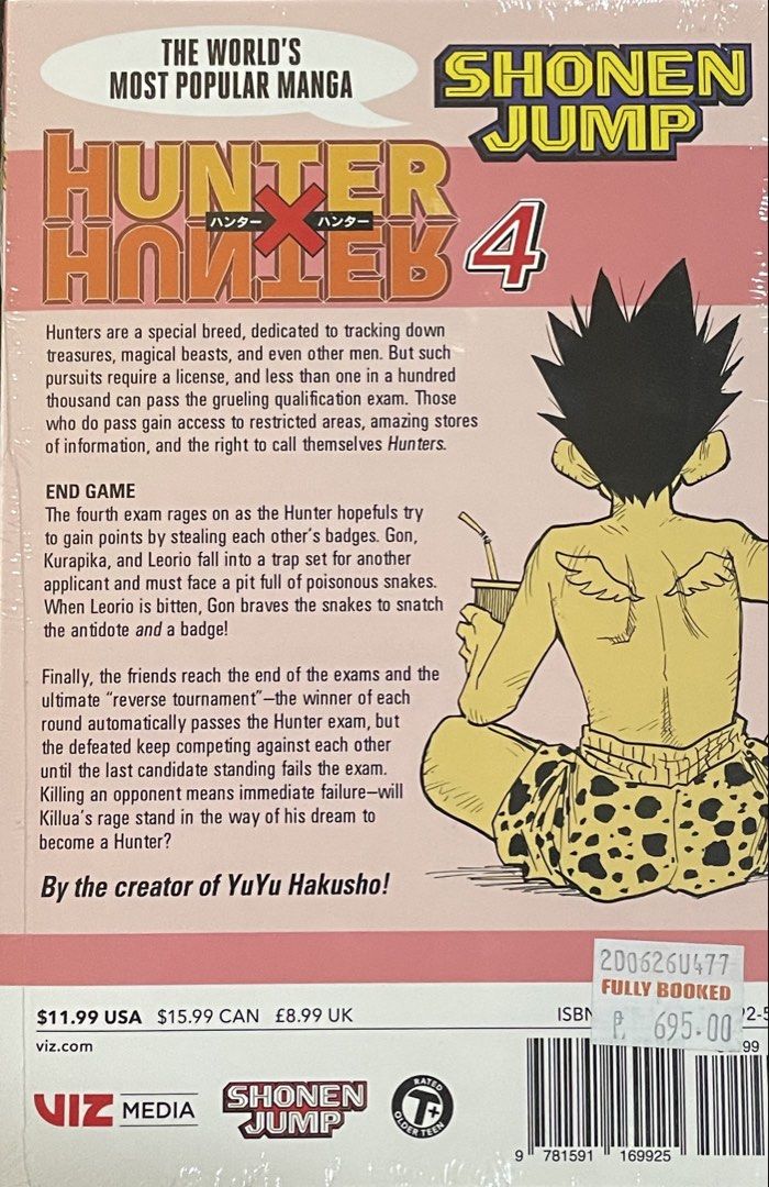 Hunter x Hunter Volume 4 SEALED (Category: Comics & Manga) located in San Juan City. Submitted by hobbydump (Listing ID 1454095217, Image 2). Description: HUNTER X HUNTER VOLUME 4 SEALED RFS: Extra Copy Message for shipping & payment methods!.