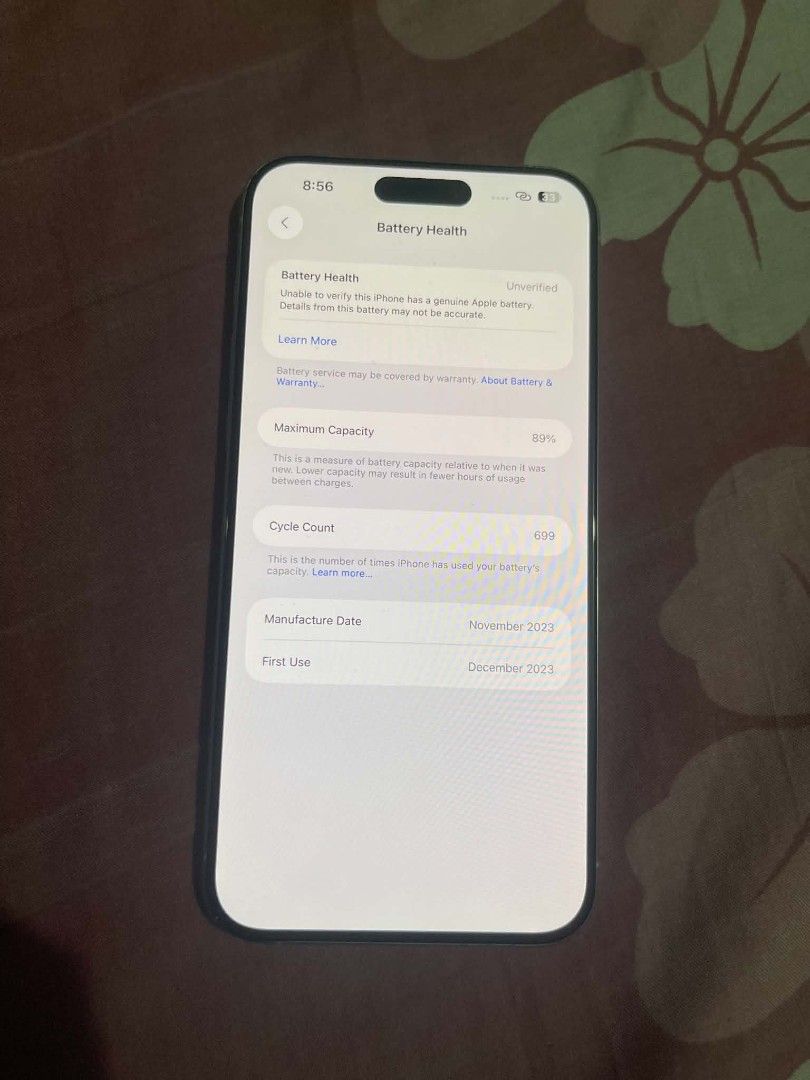 iPhone 15 pro max 256G bypassed /wifi used (Category: iPhone 15 Series) located in Manila. Submitted by minecessories (Listing ID 1454099814, Image 2). Description: bypassed wifi used 256G replace lcd other unit replace battery replace rear camera from other unit good condition pm me.