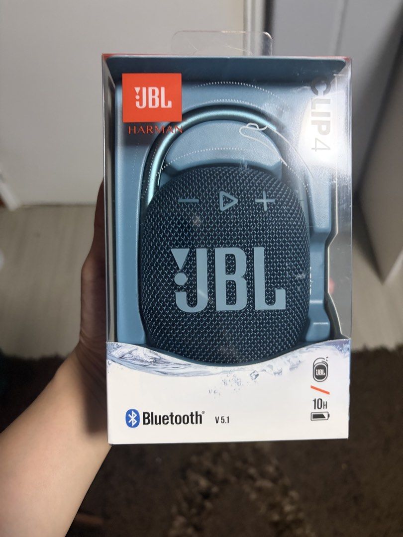 JBL Clip 4 Bluetooth Speaker - Blue (Category: Soundbars, Speakers & Amplifiers) located in San Fernando. Submitted by lemon5311 (Listing ID 1454105474, Image 1). Description: - Brand New JBL Clip 4 Portable Bluetooth Speaker - Color: Blue - Features built-in carabiner clip for easy attachment - Bluetooth v5.1 connectivity - Up to 10 hours of playtime - Waterproof and dustproof (IP67 rated) - Ideal for outdoor use, travel, or home.