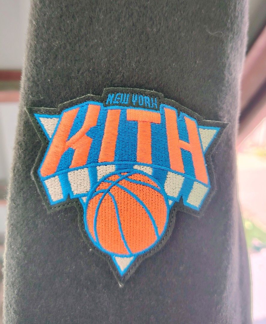 Kith New York Knicks Varsity Jacket "10" 2011-2021 (Category: Coats, Jackets and Outerwear) located in Las Pinas. Submitted by jasongliponeo (Listing ID 1454151986, Image 3). Description: - Kith x New York Knicks Varsity Jacket - Size: L - 'New York' embroidered on the front - '2011-2021 10' detail on the back - Kith logo patch on the left sleeve - Ribbed collar, cuffs, and hem for a comfortable fit - Made in the USA - Brand new with tags - 80k a