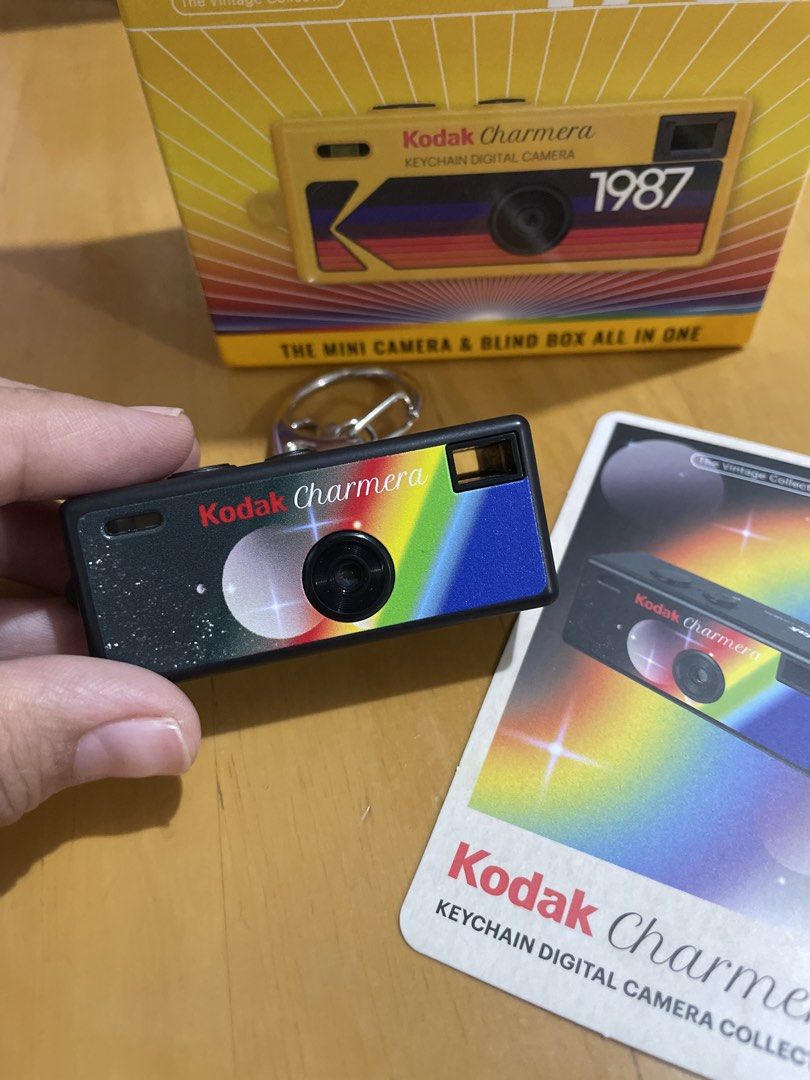 Kodak Charmera Keychain Digital Camera 1987 Edition (Category: Cameras) located in Plaridel. Submitted by graciesgoodies (Listing ID 1454101022, Image 2). Description: - Vintage 1987 Kodak Charmera keychain digital camera - Inspired by the classic Kodak Fling design - Functions as both a mini camera and a blind box surprise - Includes original packaging - Comes with a collectible card - Ideal for camera collectors or as a fun, unique novelty item