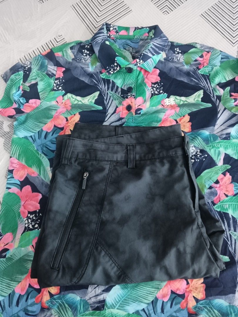 KOLON Golf Pair + 84 SF (Category: Activewear) located in Cebu City. Submitted by OneStop_ThriftShop_Mo (Listing ID 1454145337, Image 2). Description: Halloween Sale! 🎃🎃🎃 Kolon Sport Your Best Way To Nature🌴😍⛳🧸 ‎BEST Quality ever, napakaganda ng tela into PRIMERA KLASE ‎All floral including collar ‎White front Logo ‎Neat stitching ‎Complete tag, with extra button ‎ ‎Size95 on tag ‎W 18.5" ‎L 24" ‎ Kolon Sport Pants, low waist Charcoal color