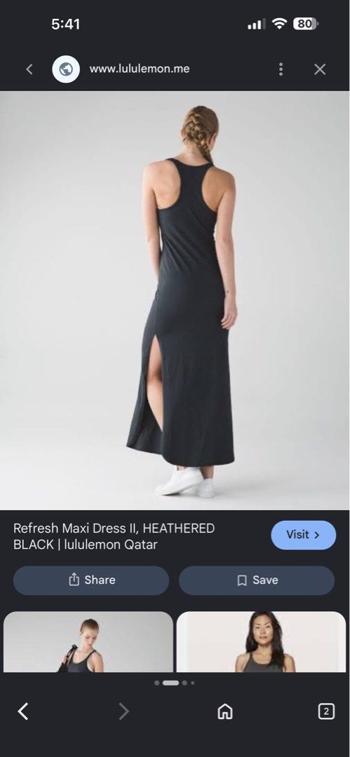 Lululemon Refresh Maxi Dress II Black Heathered (Category: Dresses) located in Manila. Submitted by jessj30 (Listing ID 1454098788, Image 2). Description: - Lululemon Refresh Maxi Dress II - Color: Black Heather - Style: Racerback - Features: High side slit - Versatile: Great for lounging or dressing up.