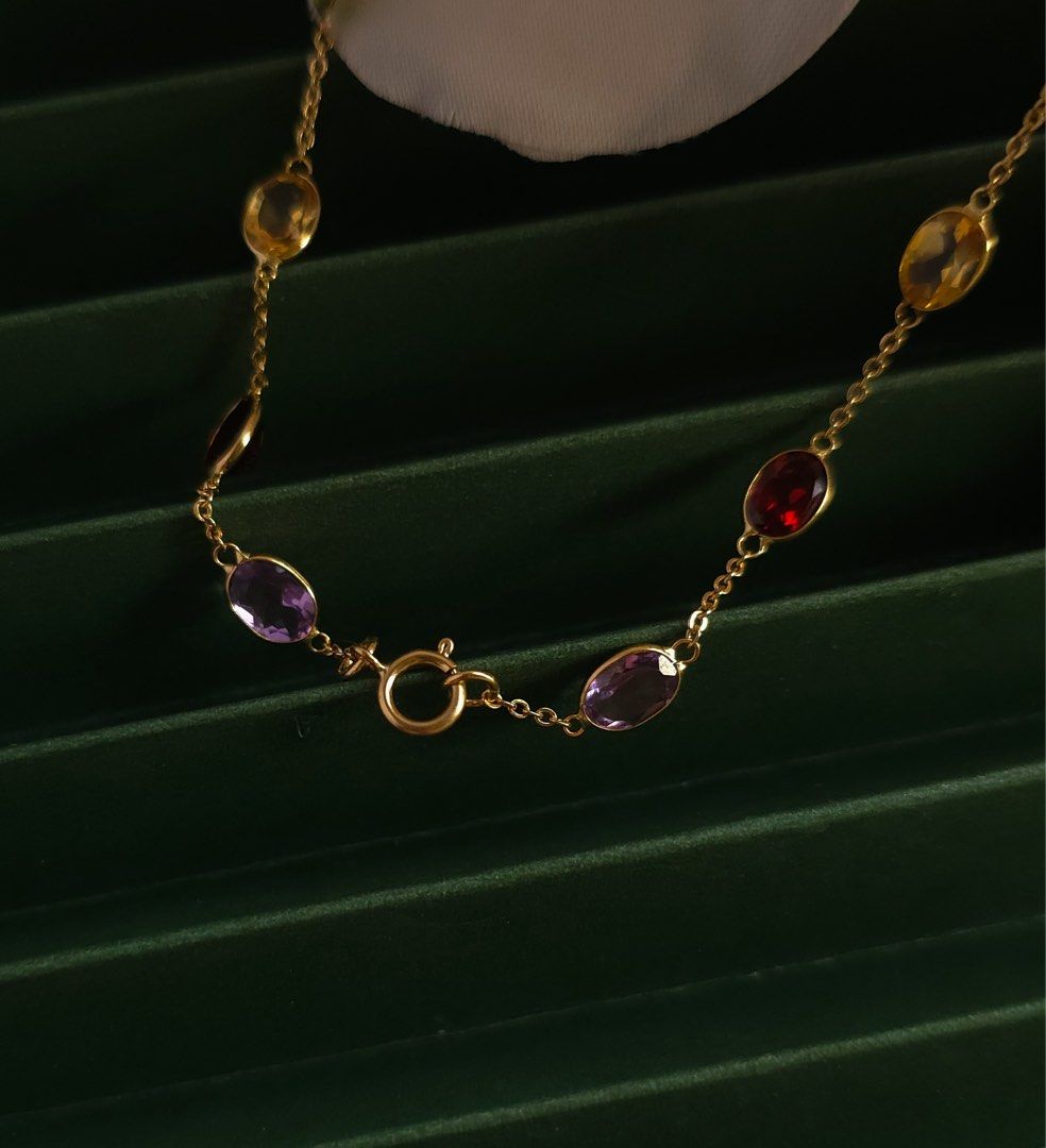Mixed Gemstones Necklace (Category: Necklaces) located in Cebu City. Submitted by virnee (Listing ID 1454024110, Image 3). Description: Peridot, Topaz, Amethyst, Garnet, Aquamarine 18k Italian Gold 11.5TCW gemstones 45cm fully adjustable 6.4g Item Code: 092025541.