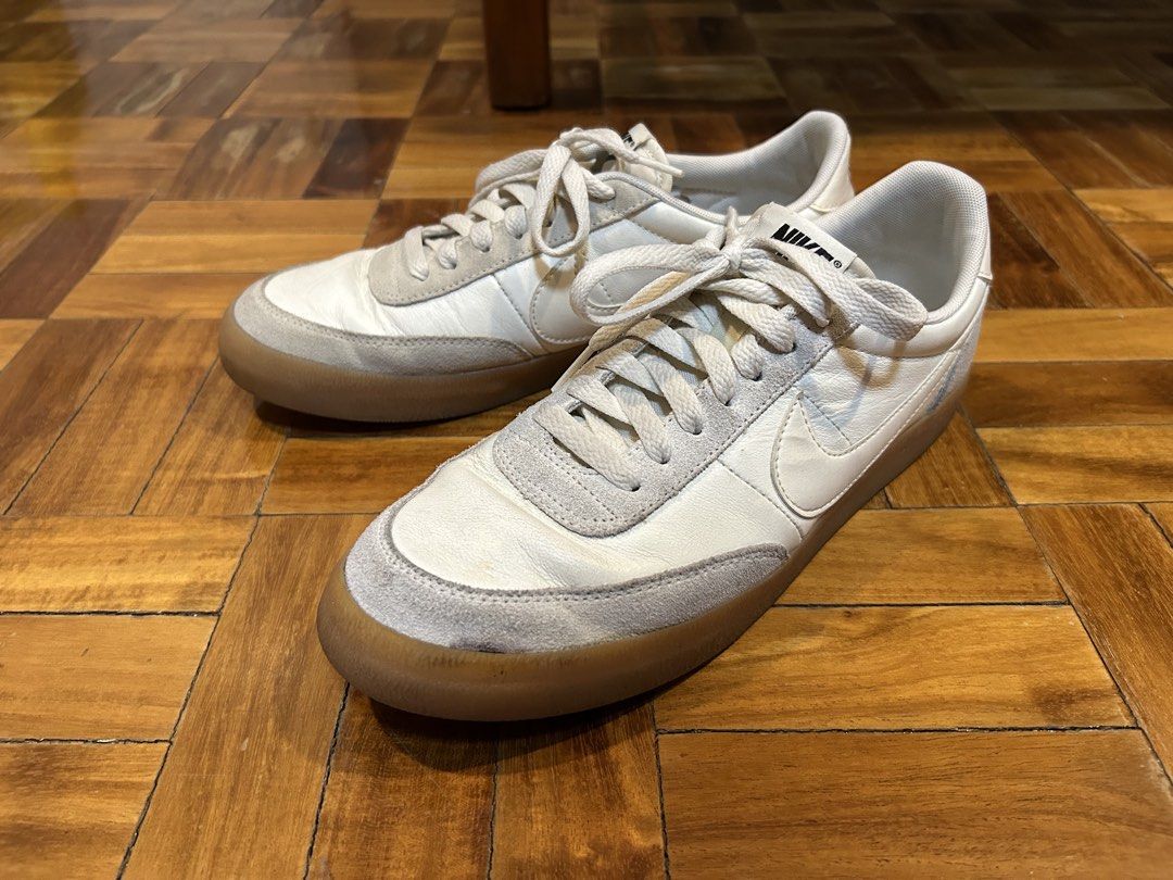 Nike Killshot - Size 9 - White on White (Category: Sneakers) located in Taguig. Submitted by litlao (Listing ID 1454027593, Image 1). Description: Nike Killshot 2 * Size: Men’s 9 / EU42 / 27 cm * Color: White/White w/ gumsole * Condition: 8/10 – Lightly used; noticeable creasing, minor suede/midsole scuffs, small black mark near the toe on the midsole * Notes: Little to no heel drag. No sole separation. * Price: ₱2,200 slightly nego. .
