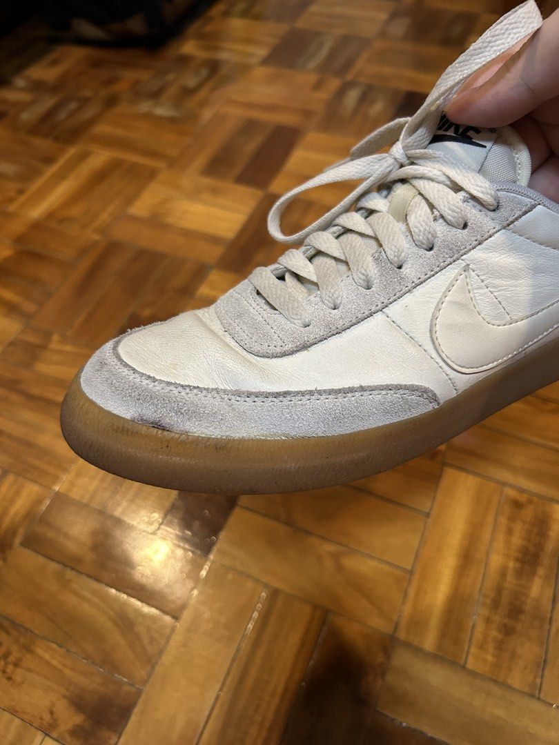 Nike Killshot - Size 9 - White on White (Category: Sneakers) located in Taguig. Submitted by litlao (Listing ID 1454027593, Image 2). Description: Nike Killshot 2 * Size: Men’s 9 / EU42 / 27 cm * Color: White/White w/ gumsole * Condition: 8/10 – Lightly used; noticeable creasing, minor suede/midsole scuffs, small black mark near the toe on the midsole * Notes: Little to no heel drag. No sole separation. * Price: ₱2,200 slightly nego. .