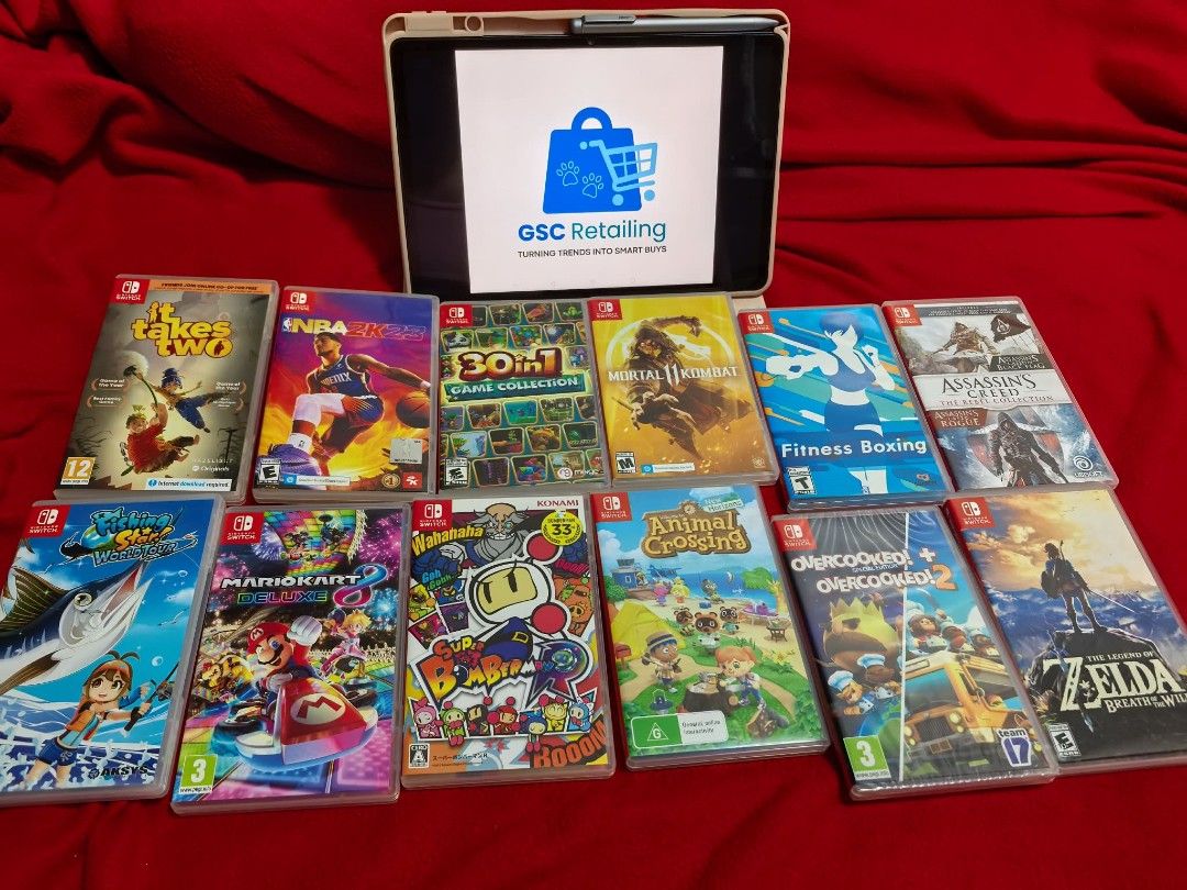 Nintendo Switch Games Bundle - Various Titles (Category: Nintendo) located in Manila. Submitted by theaimchellygroup (Listing ID 1454018167, Image 1). Description: GSC RETAILING ON SALE! NINTENDO SWITCH GAMES FOR SALE PRE-LOVED ALL ORIGINAL 100% Working Condition Complete with Case 1. It Takes 2 = PHP 1,400 2. NBA 2k23 = PHP 800 3. 30-in-1 Game Collection = Sold 4. Mortal Kombat 11 = PHP 1,000 5. Fitness Boxing = Sold 6. Fishing Star World Tour -