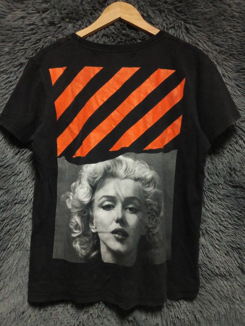 Off White Marilyn Monroe Tee (Category: Activewear) located in Manila. Submitted by thrift_marvs (Listing ID 1454179330, Image 3). Description: Off White Marilyn Monroe Tee Size Medium Very Good Condition Need Wash Issue Cracks 200 + sf only.